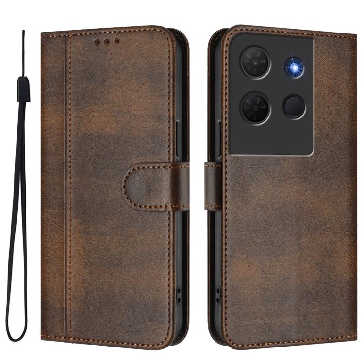 For TCL 503 Line Splicing Buckle Retro Leather Phone Case