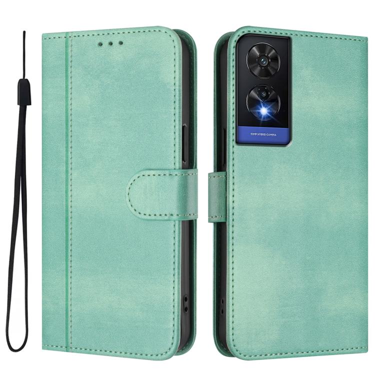 For TCL 505 Line Splicing Buckle Retro Leather Phone Case