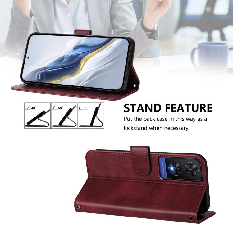 For TCL 505 Line Splicing Buckle Retro Leather Phone Case