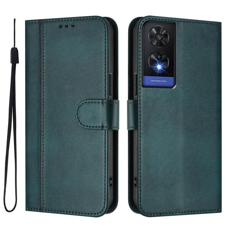 For TCL 505 Line Splicing Buckle Retro Leather Phone Case