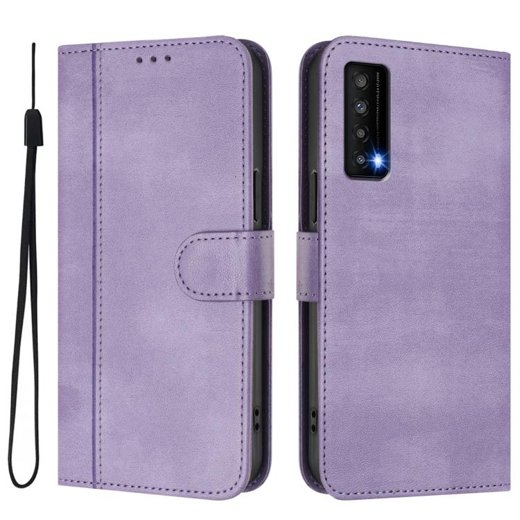 For TCL Stylus 5G Line Splicing Buckle Retro Leather Phone Case