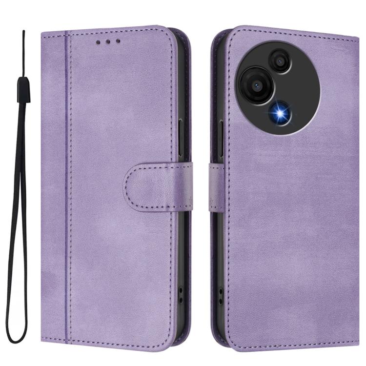 For TCL 605 / 60 SE Line Splicing Buckle Retro Leather Phone Case