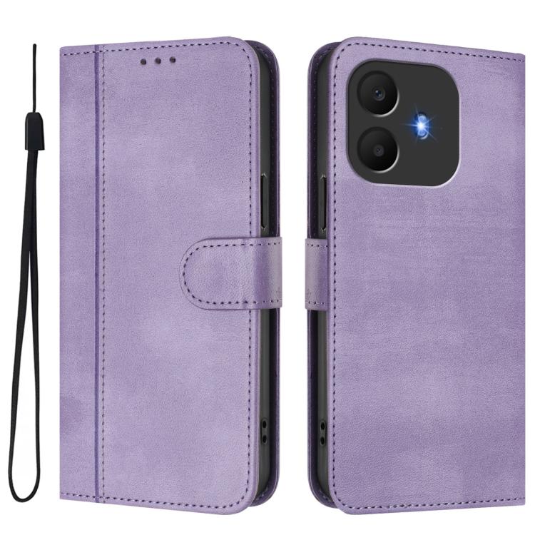 For TCL K70 Power 4G / K70 4G Line Splicing Buckle Retro Leather Phone Case