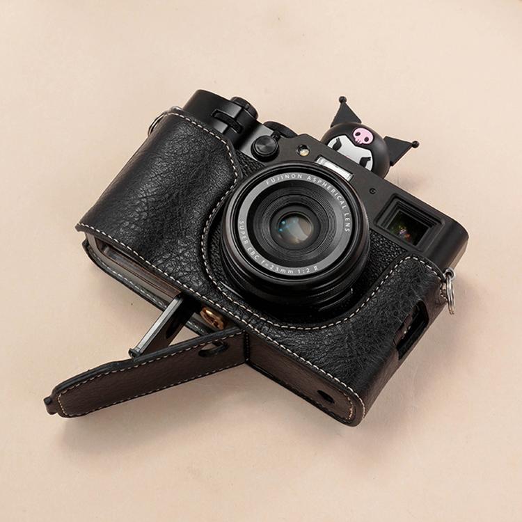 For FUJIFILM X100VI Buffalo Texture PU Leather Camera Half Case Base