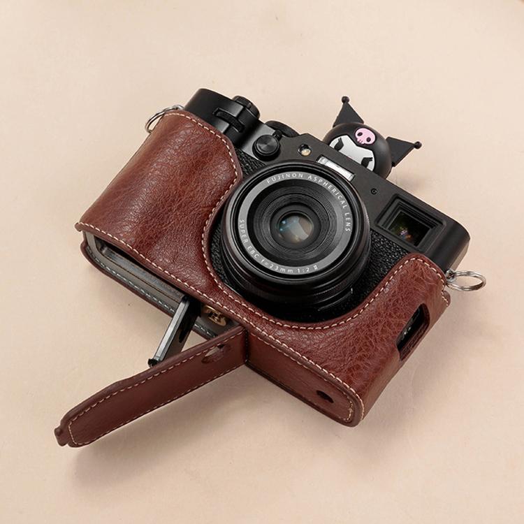 For FUJIFILM X100VI Buffalo Texture PU Leather Camera Half Case Base