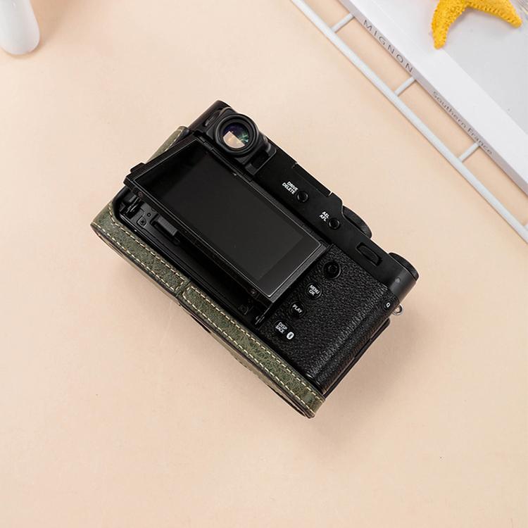 For FUJIFILM X100VI Buffalo Texture PU Leather Camera Half Case Base