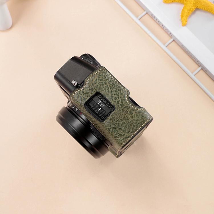 For FUJIFILM X100VI Buffalo Texture PU Leather Camera Half Case Base with Shoulder Strap