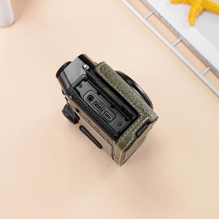 For FUJIFILM X100VI Buffalo Texture PU Leather Camera Half Case Base with Shoulder Strap