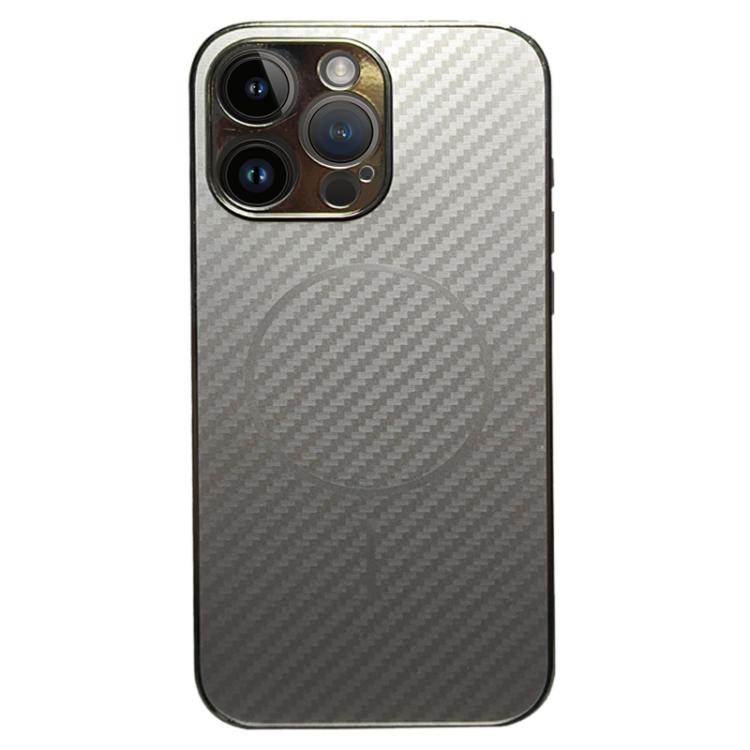 For iPhone 13 Pro Plating Carbon Fiber MagSafe Full Coverage Phone Case