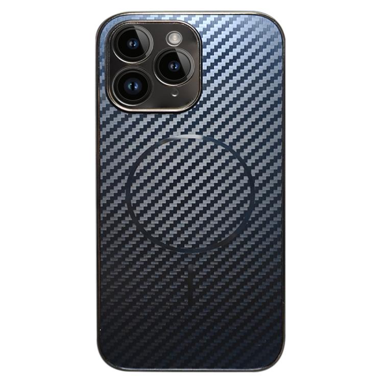 For iPhone 11 Pro Plating Carbon Fiber MagSafe Full Coverage Phone Case