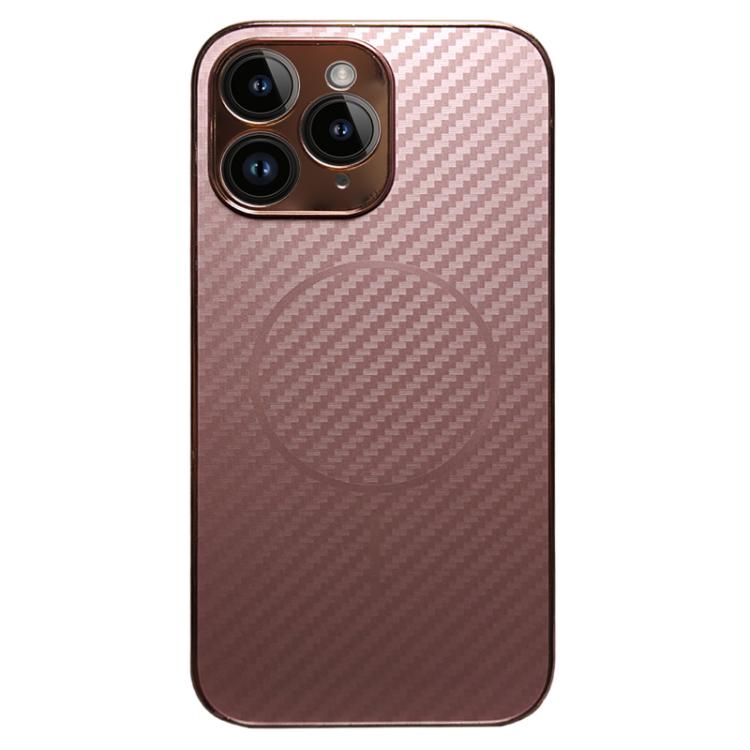 For iPhone 11 Pro Max Plating Carbon Fiber MagSafe Full Coverage Phone Case