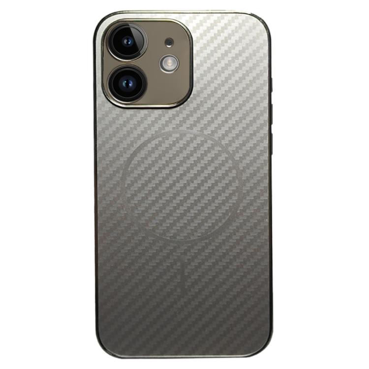 For iPhone 12 Plating Carbon Fiber MagSafe Full Coverage Phone Case