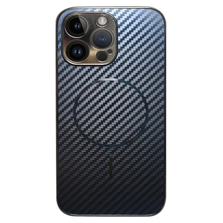 For iPhone 12 Pro Max Plating Carbon Fiber MagSafe Full Coverage Phone Case