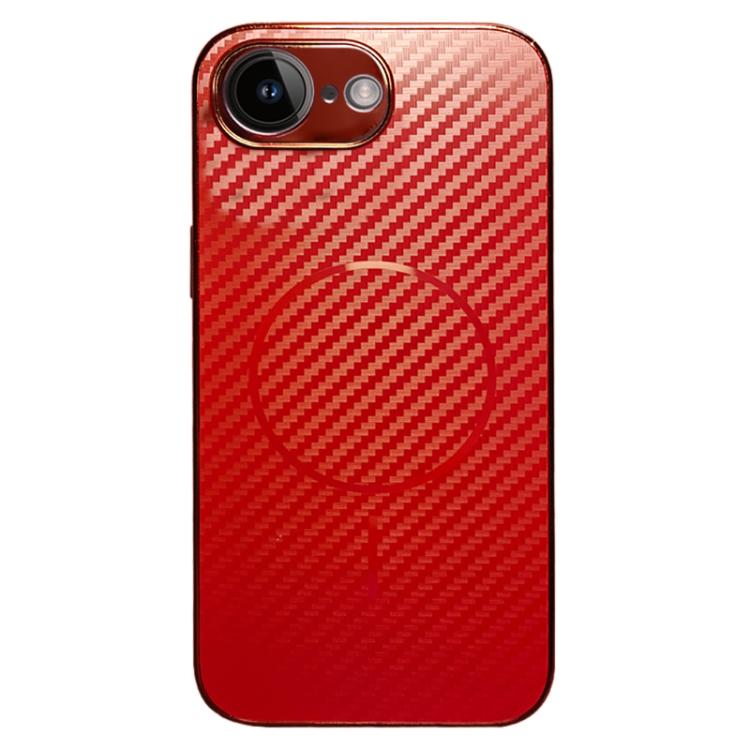 For iPhone 16e / 17e Plating Carbon Fiber MagSafe Full Coverage Phone Case