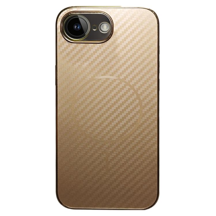 For iPhone 16e / 17e Plating Carbon Fiber MagSafe Full Coverage Phone Case