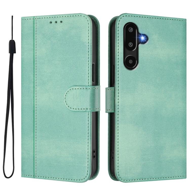 For Samsung Galaxy M16 5G / F16 5G Line Splicing Buckle Retro Leather Phone Case