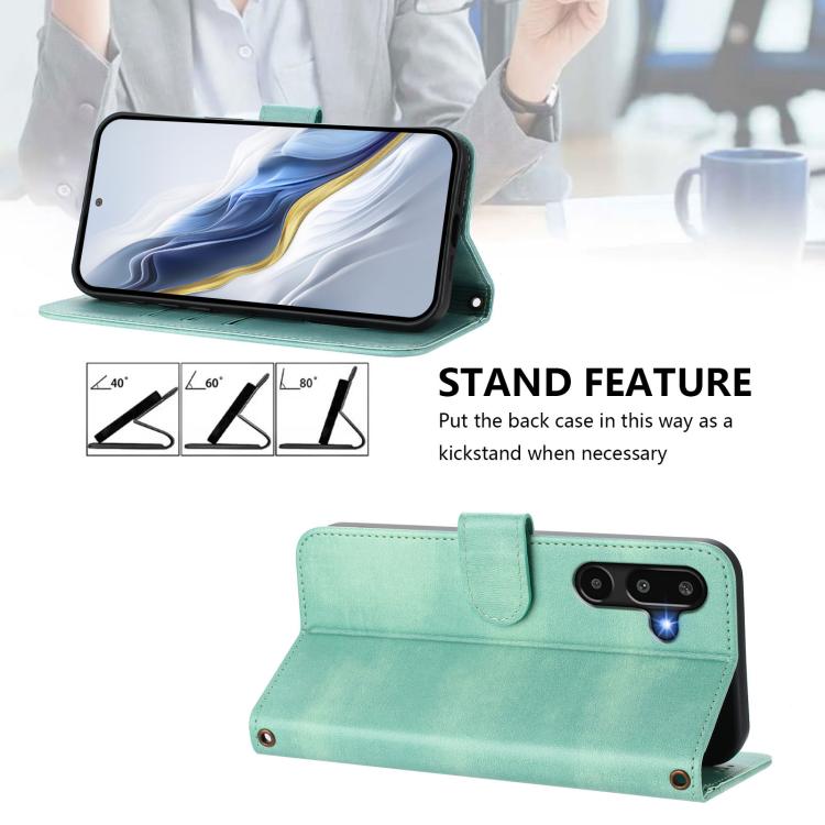For Samsung Galaxy M16 5G / F16 5G Line Splicing Buckle Retro Leather Phone Case