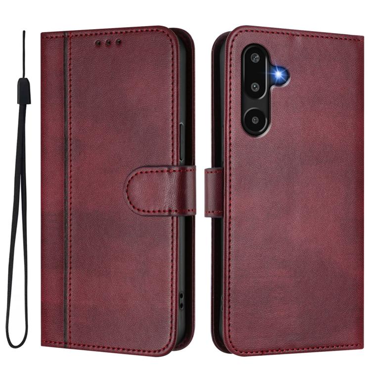 For Samsung Galaxy M16 5G / F16 5G Line Splicing Buckle Retro Leather Phone Case