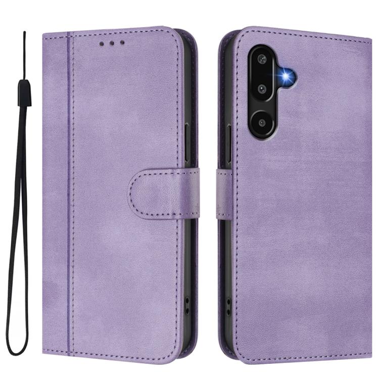 For Samsung Galaxy M16 5G / F16 5G Line Splicing Buckle Retro Leather Phone Case