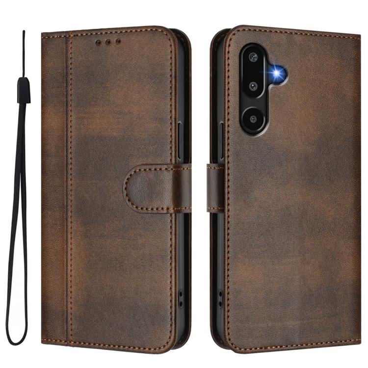 For Samsung Galaxy M16 5G / F16 5G Line Splicing Buckle Retro Leather Phone Case
