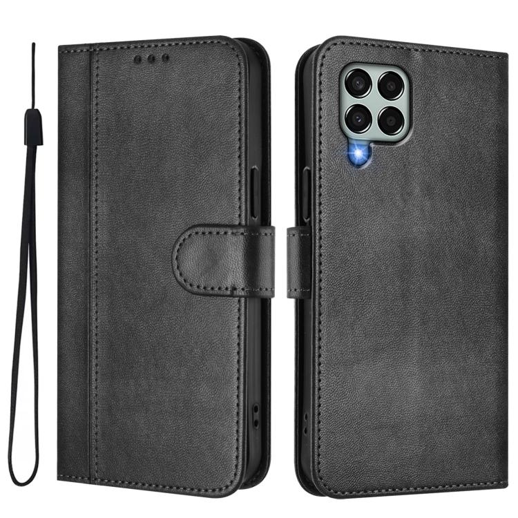 For Samsung Galaxy M33 5G Global Line Splicing Buckle Retro Leather Phone Case
