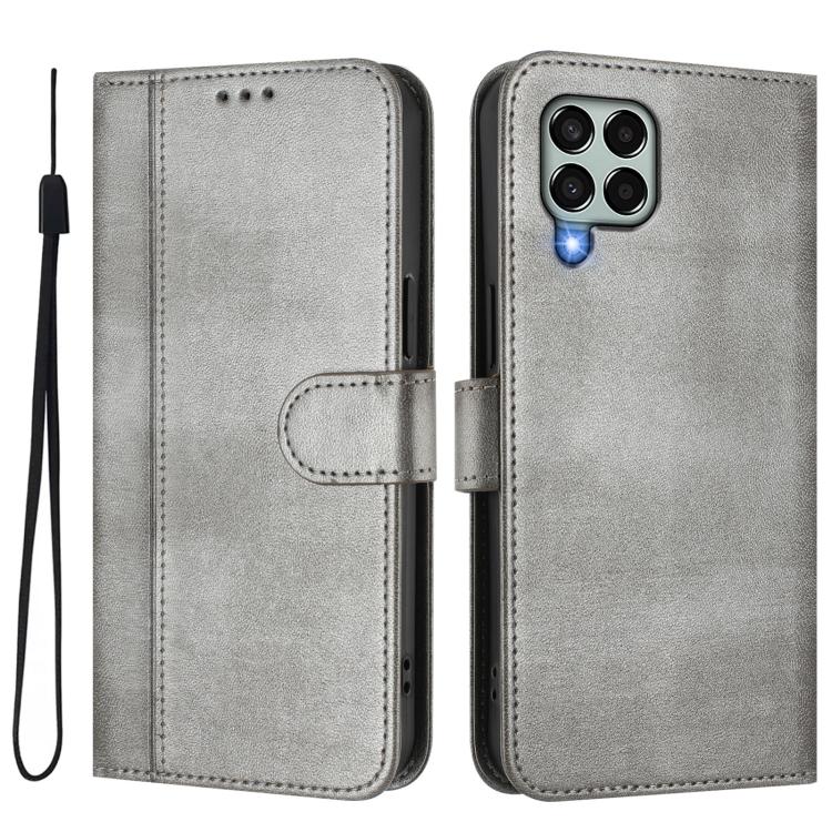 For Samsung Galaxy M33 5G Global Line Splicing Buckle Retro Leather Phone Case