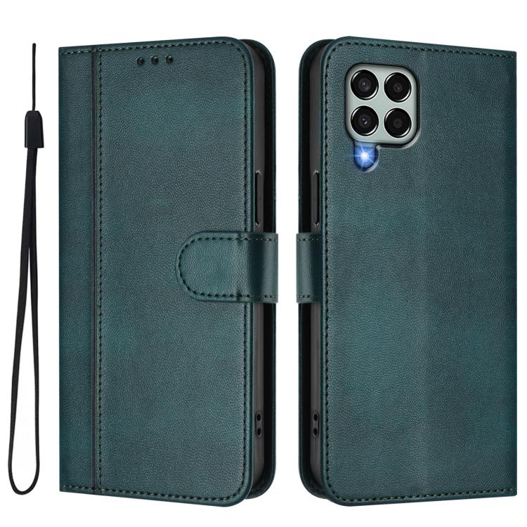 For Samsung Galaxy M33 5G Global Line Splicing Buckle Retro Leather Phone Case