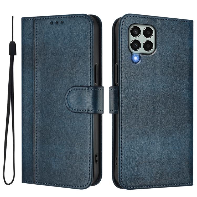 For Samsung Galaxy M33 5G Global Line Splicing Buckle Retro Leather Phone Case