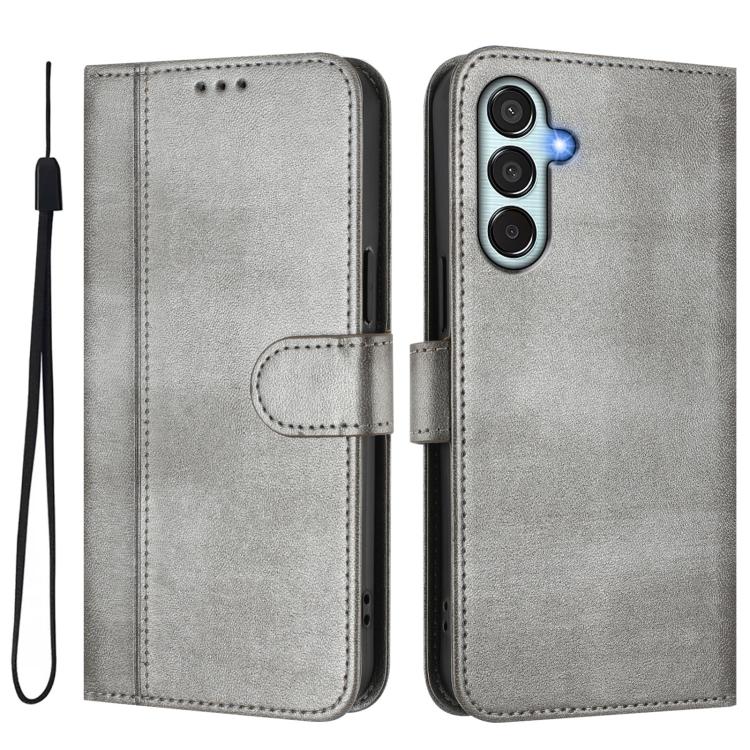 For Samsung Galaxy M35 5G Line Splicing Buckle Retro Leather Phone Case