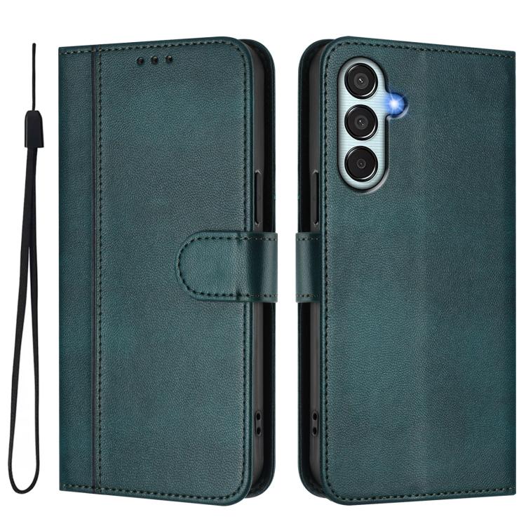 For Samsung Galaxy M35 5G Line Splicing Buckle Retro Leather Phone Case