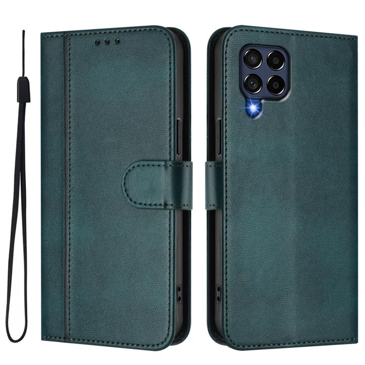 For Samsung Galaxy M53 5G Line Splicing Buckle Retro Leather Phone Case