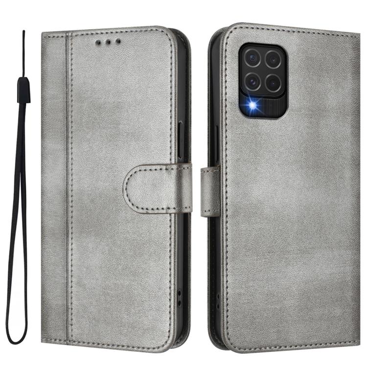 For Samsung Galaxy M62 / F64 4G Line Splicing Buckle Retro Leather Phone Case