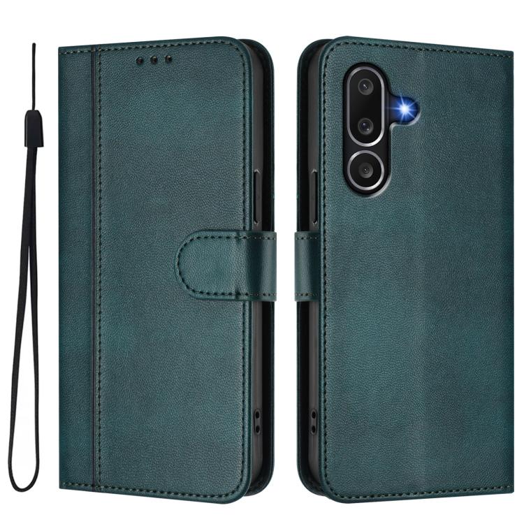 For Samsung Galaxy M56 5G Line Splicing Buckle Retro Leather Phone Case