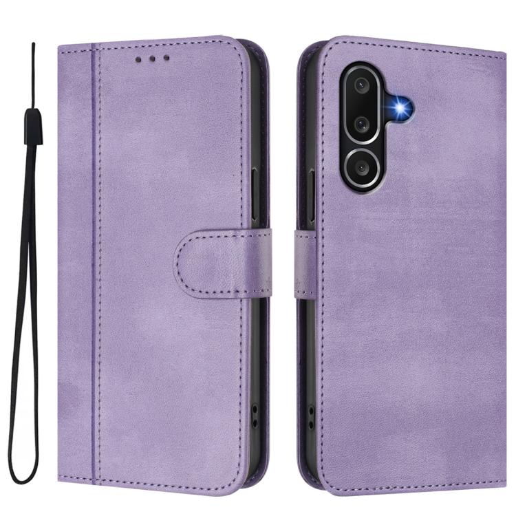 For Samsung Galaxy M56 5G Line Splicing Buckle Retro Leather Phone Case