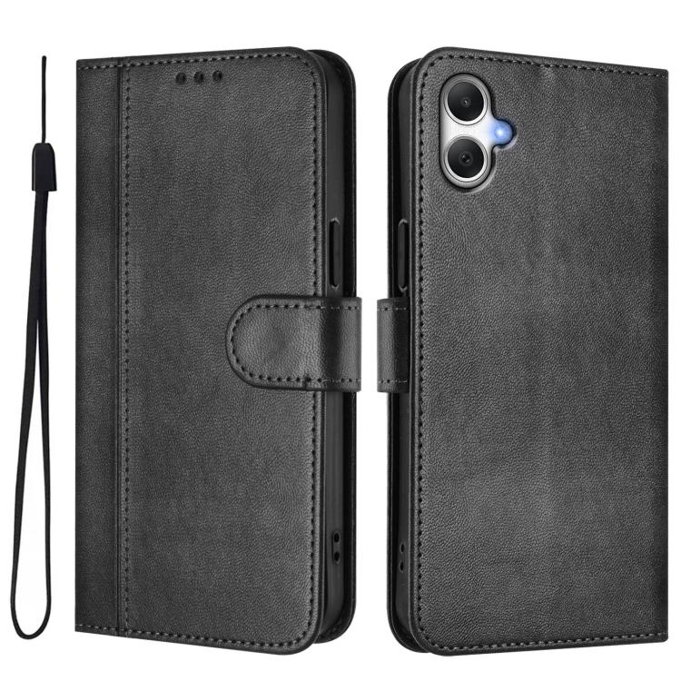 For Galaxy A06 4G / 5G Line Splicing Buckle Retro Leather Phone Case