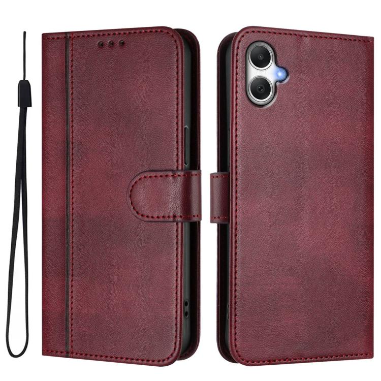 For Galaxy A06 4G / 5G Line Splicing Buckle Retro Leather Phone Case