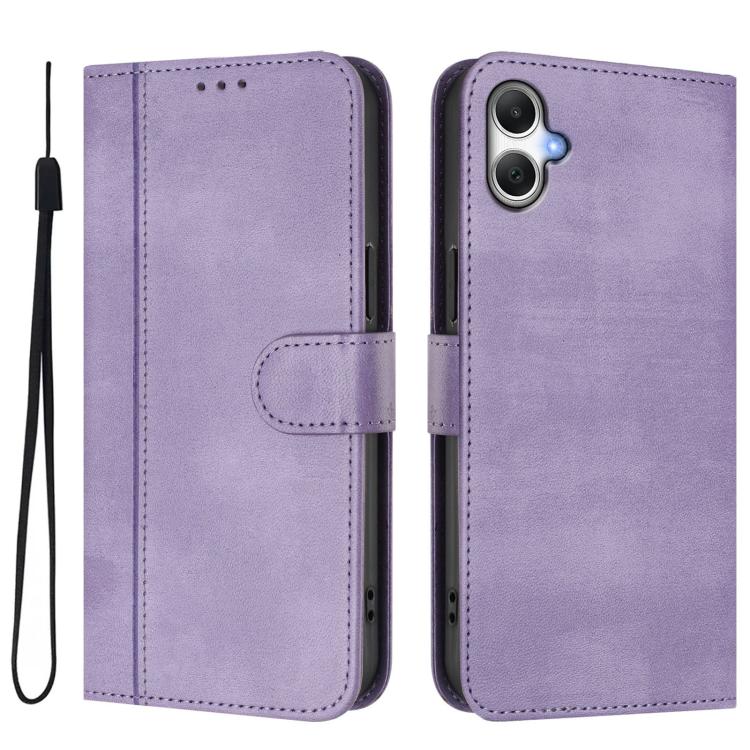 For Galaxy A06 4G / 5G Line Splicing Buckle Retro Leather Phone Case