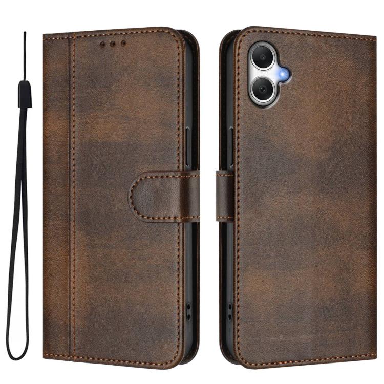 For Galaxy A06 4G / 5G Line Splicing Buckle Retro Leather Phone Case