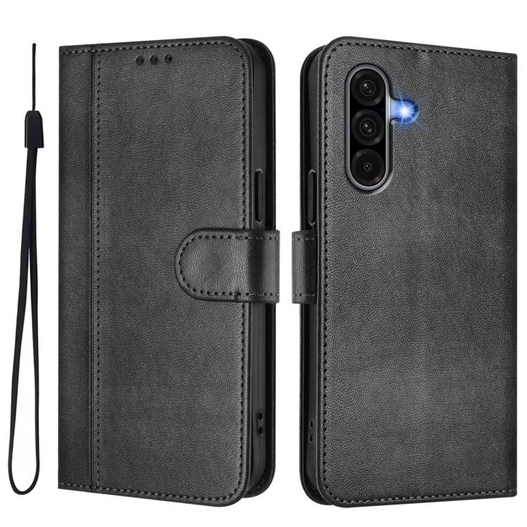 For Galaxy A56 5G Line Splicing Buckle Retro Leather Phone Case