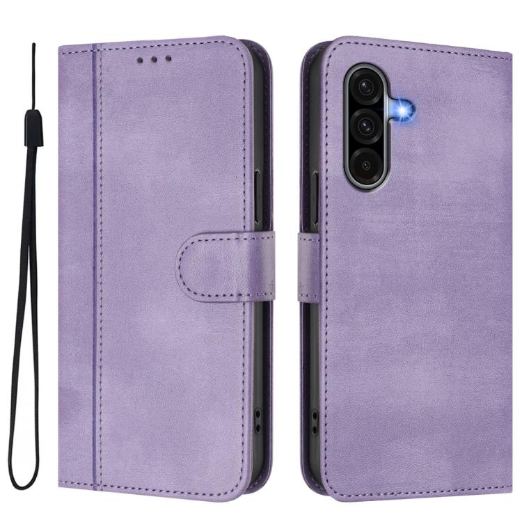 For Galaxy A56 5G Line Splicing Buckle Retro Leather Phone Case
