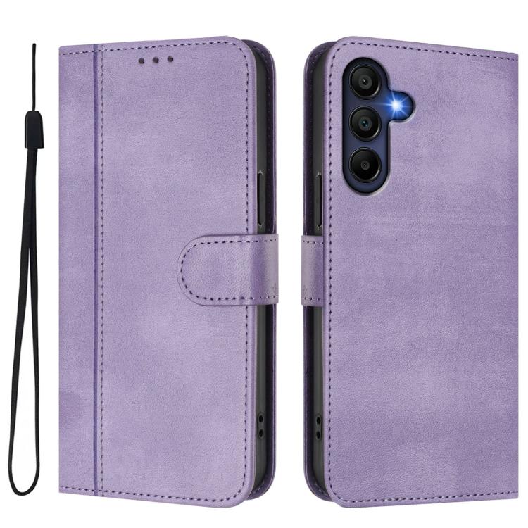 For Galaxy A26 5G Global Line Splicing Buckle Retro Leather Phone Case