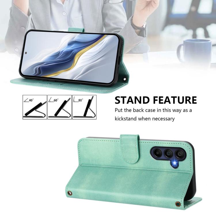 For Galaxy A16 4G / 5G Line Splicing Buckle Retro Leather Phone Case