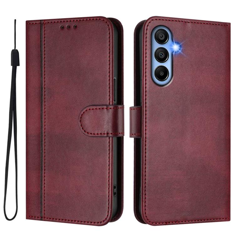 For Galaxy A15 4G / 5G Line Splicing Buckle Retro Leather Phone Case