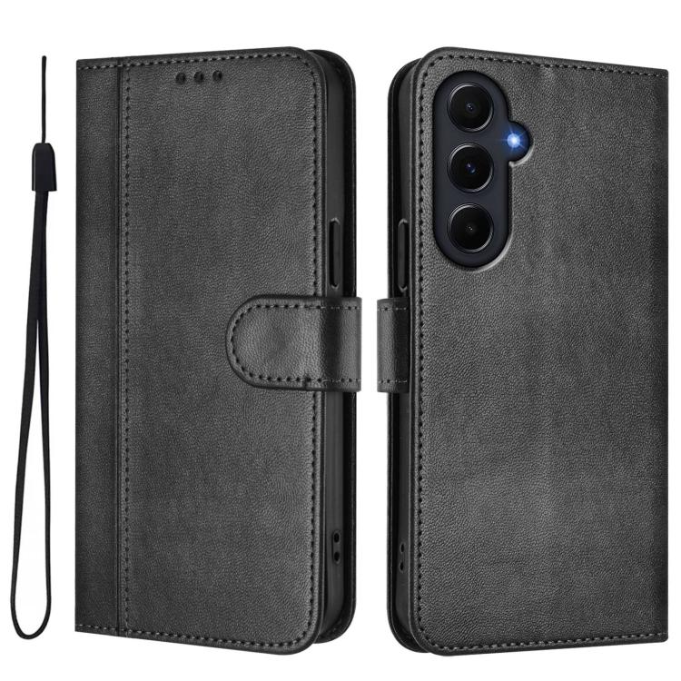 For Galaxy A55 5G Global Line Splicing Buckle Retro Leather Phone Case