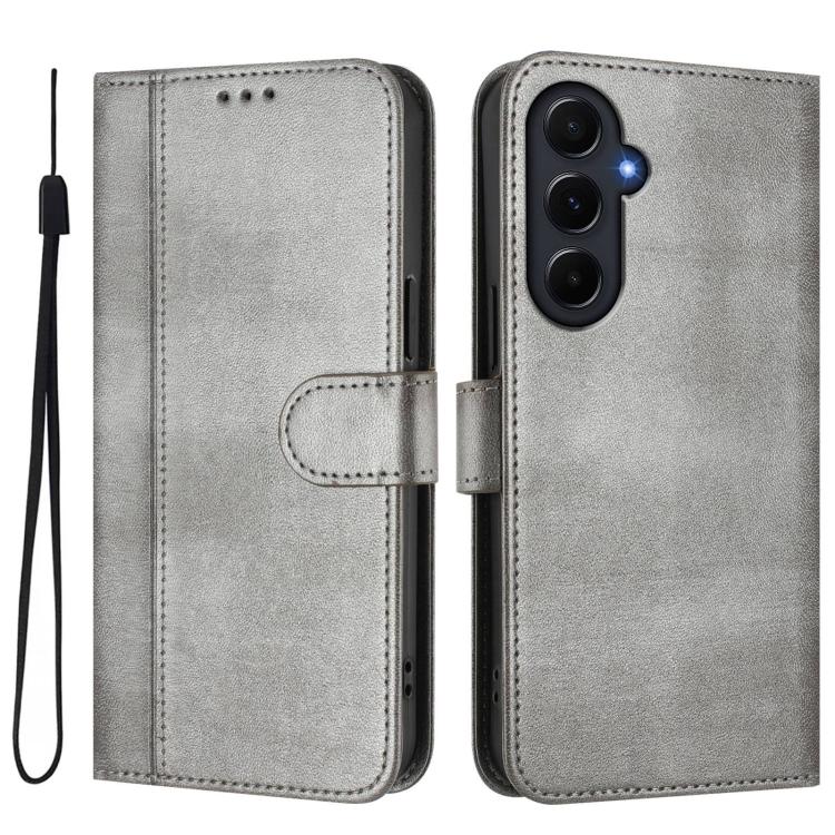 For Galaxy A55 5G Global Line Splicing Buckle Retro Leather Phone Case