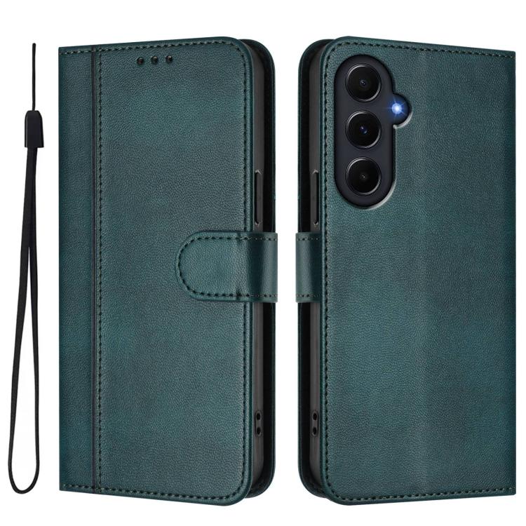For Galaxy A55 5G Global Line Splicing Buckle Retro Leather Phone Case