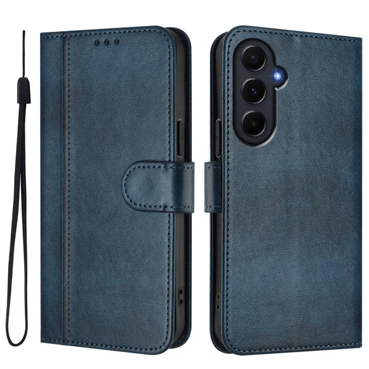 For Galaxy A55 5G Global Line Splicing Buckle Retro Leather Phone Case