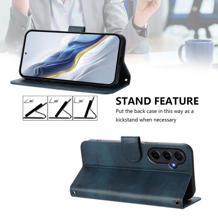 For Galaxy A55 5G Global Line Splicing Buckle Retro Leather Phone Case