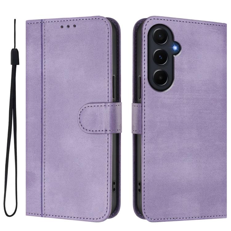 For Galaxy A55 5G Global Line Splicing Buckle Retro Leather Phone Case
