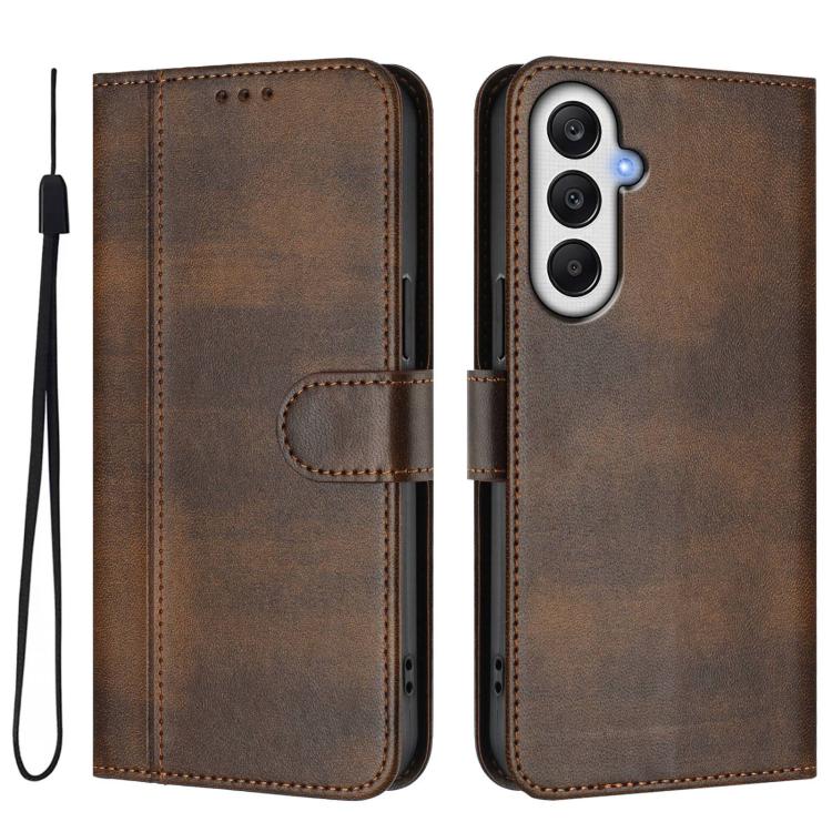 For Galaxy A35 5G Line Splicing Buckle Retro Leather Phone Case